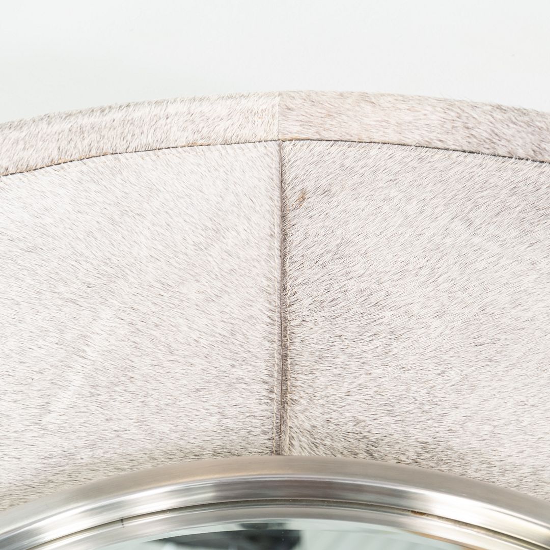 2020s Studio A Home of Dallas Texas Metro Round Mirror with Hair On Hide 42"