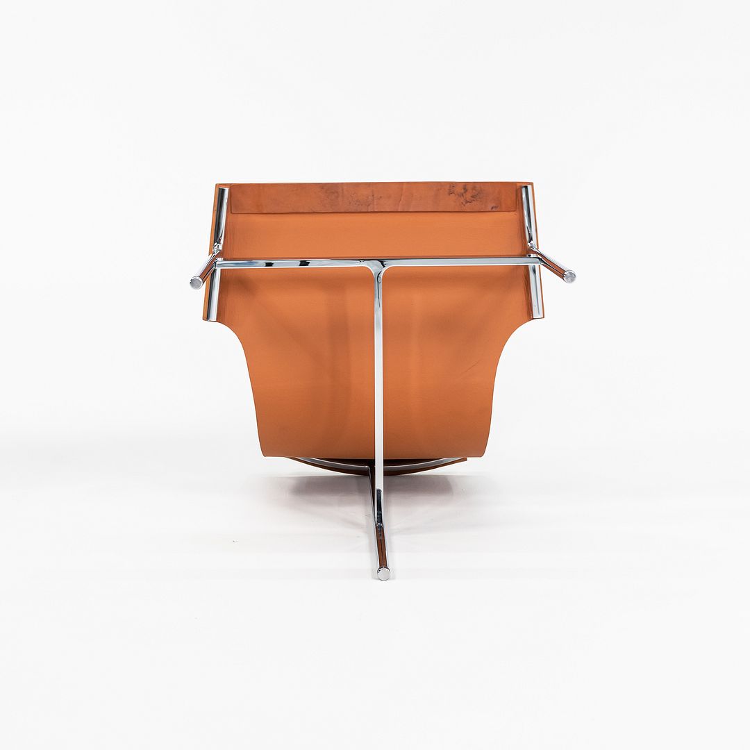 Set of Four Made to Order Gratz TG-10 Sling Dining Chairs Tan Leather & Chrome