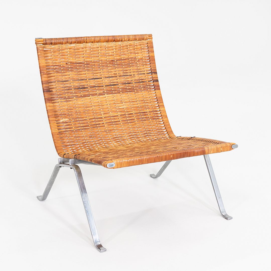 SOLD 1960s Pair of Poul Kjaerholm for E. Kold Christensen PK 22 Wicker Lounge Chairs