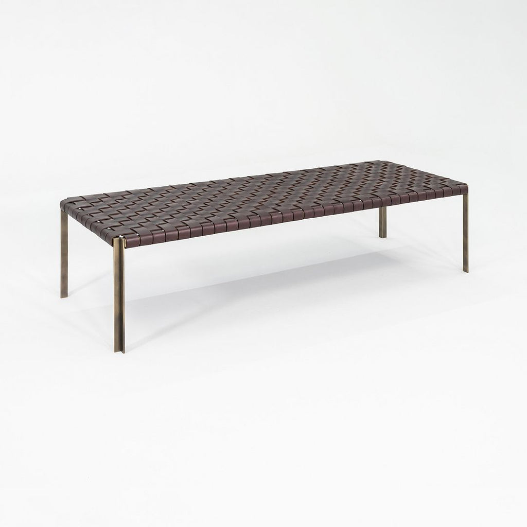 2020s Gratz / Laverne TG-18 Large Bench in Bronze with Woven Dark Brown Leather