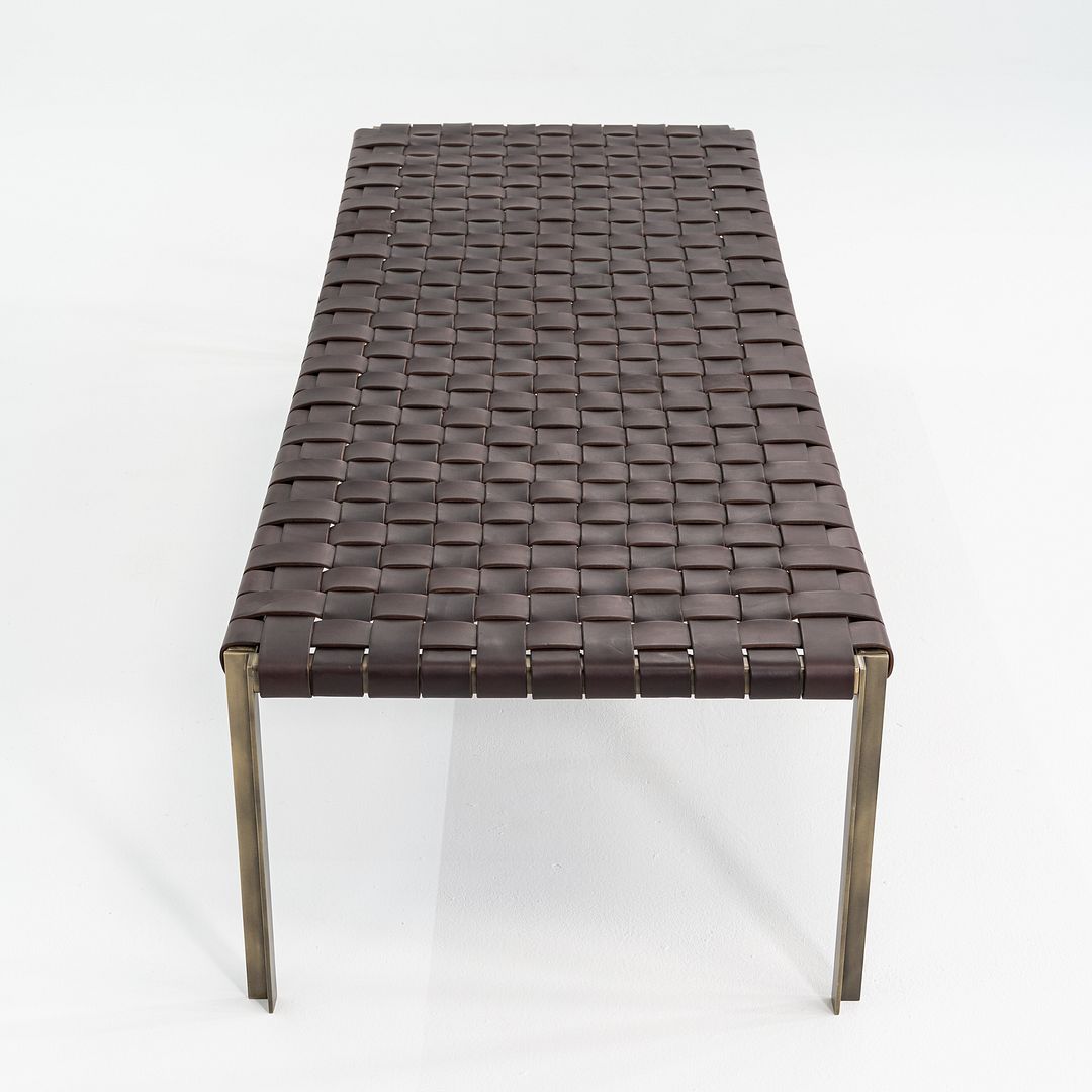 2020s Gratz / Laverne TG-18 Large Bench in Bronze with Woven Dark Brown Leather