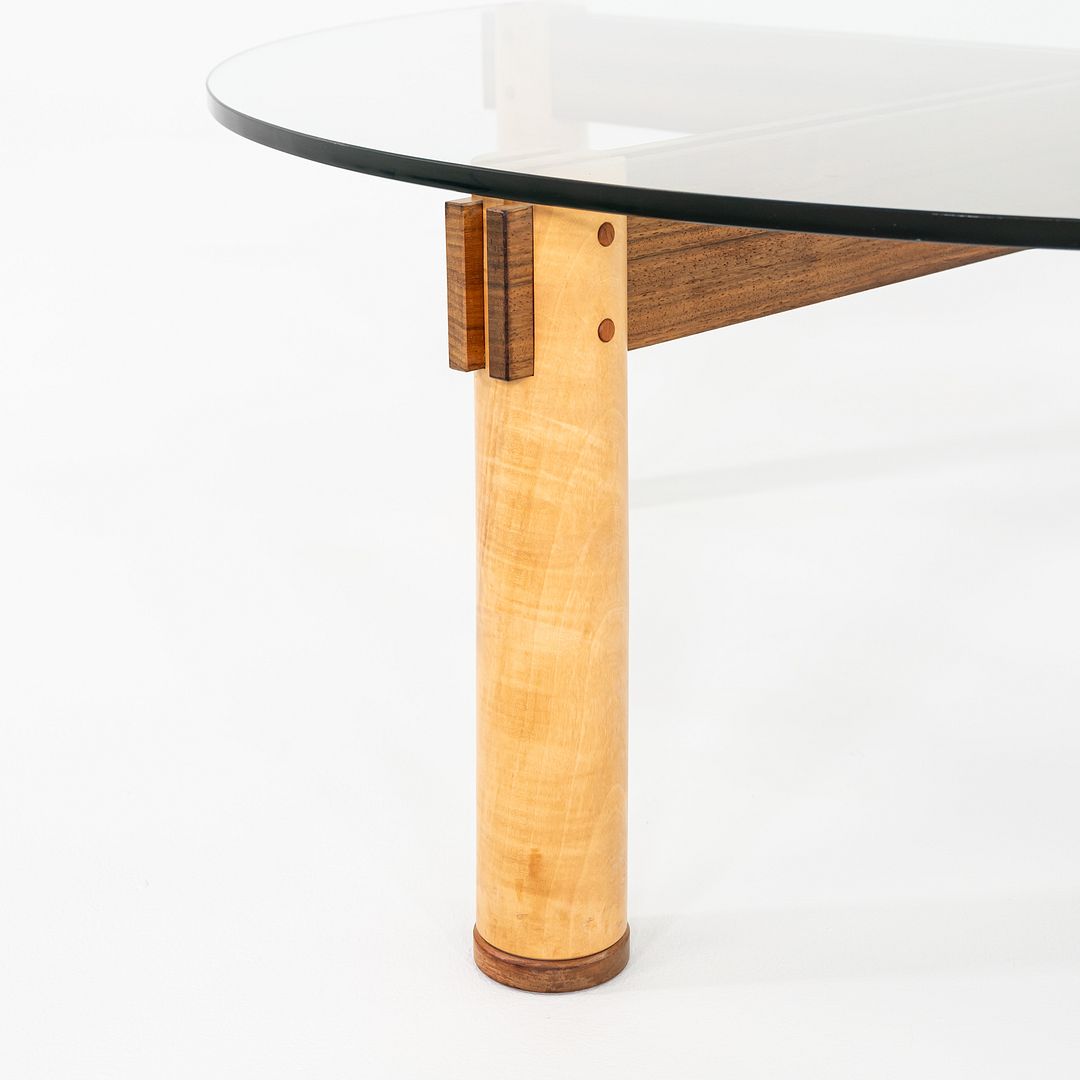 1989 Christopher Weiland Studio Craft Glass and Wood Coffee Table in Curly Maple