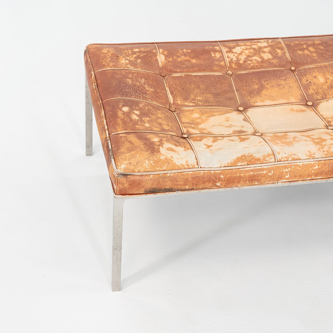 1960s Gordon Bunshaft and Davis Allen of SOM Stainless Steel and Leather Bench