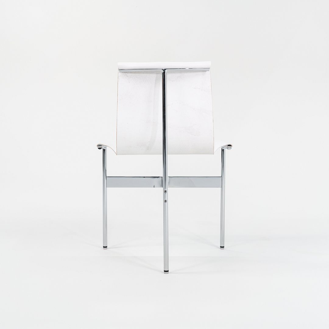 Set of Four Made to Order Gratz TG-10 Sling Dining Chairs White Leather & Chrome