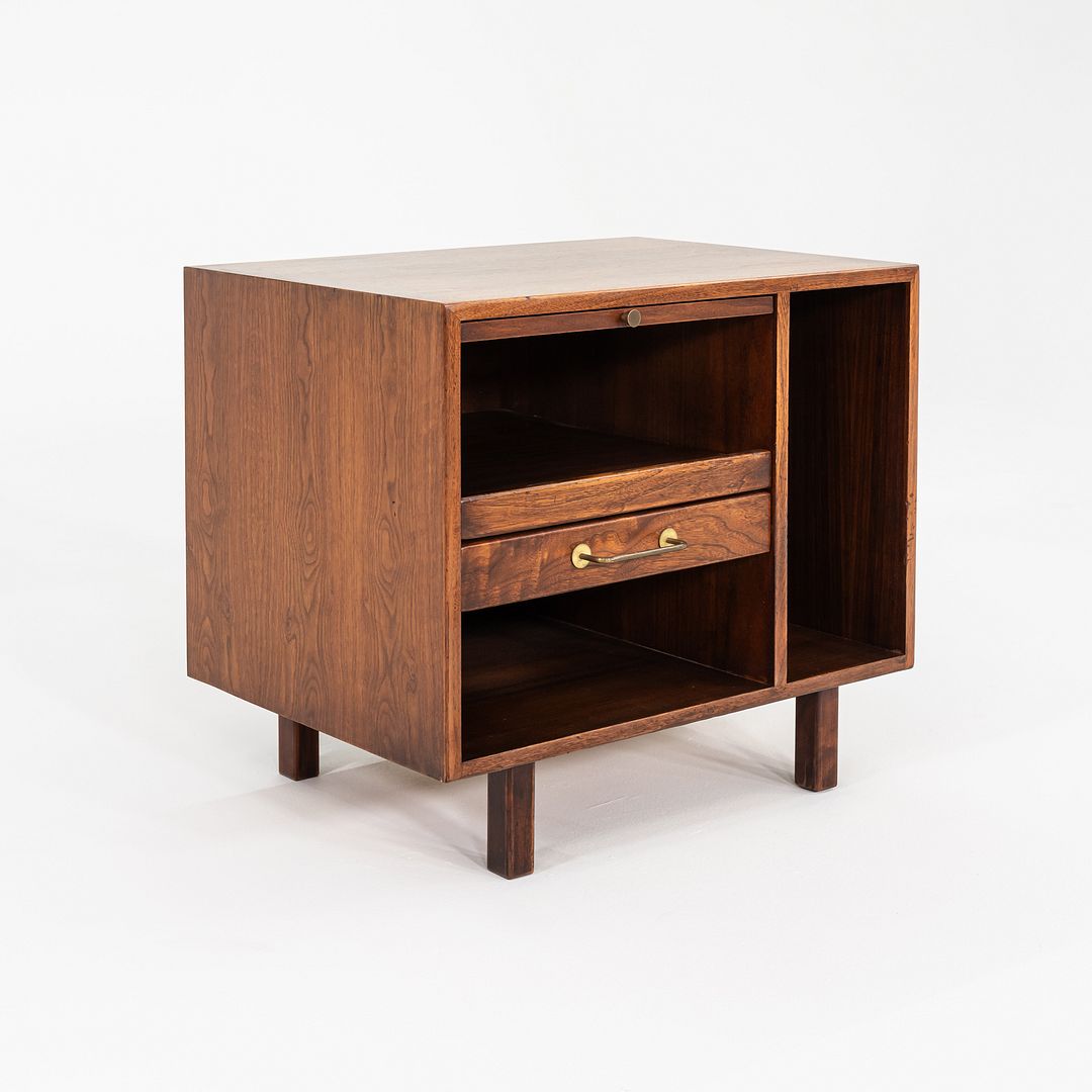 1970s Jens Risom Design 27 inch Cabinet / Nightstand in Walnut w/ One Drawer