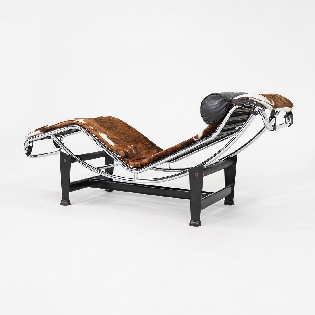 1980s Le Corbusier Perriand Jeanneret Fiocchi Italy LC4 Pony Hide Chaise Lounge