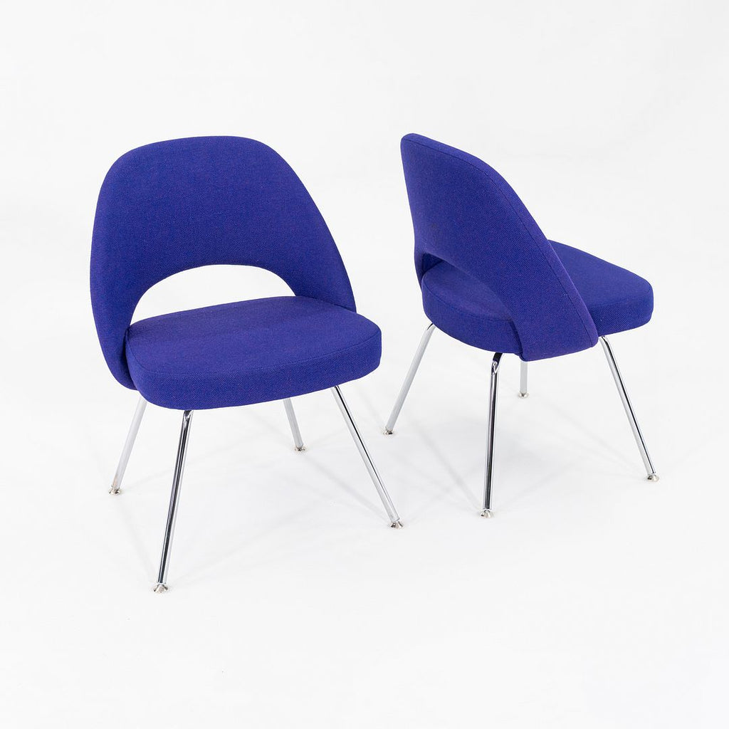 2019 Pair of Eero Saarinen for Knoll Side Dining Chairs with Purple Upholstery