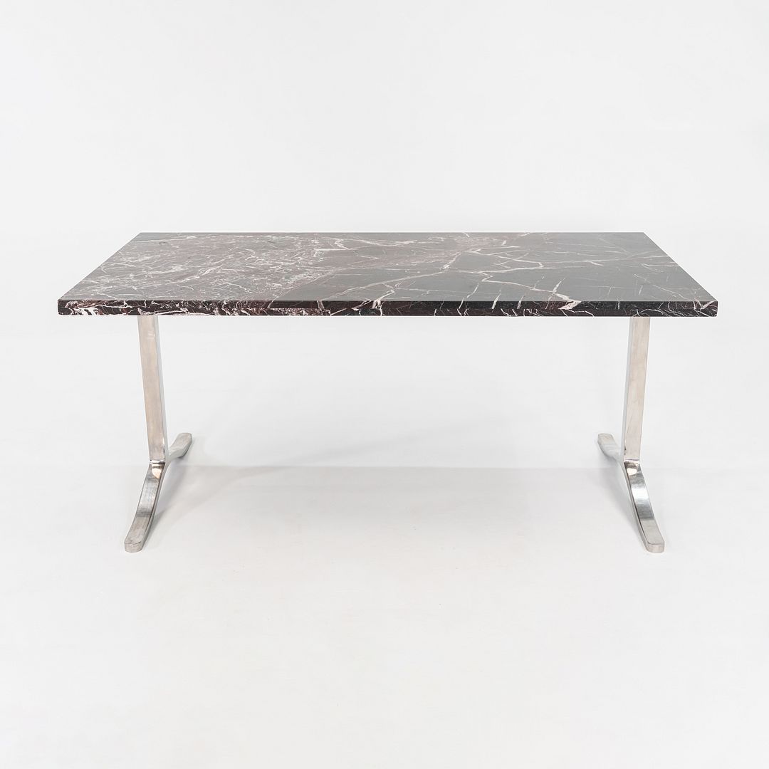 1970s Nicos Zographos Rosso Levanto Marble & Stainless Steel Alpha Dining Table