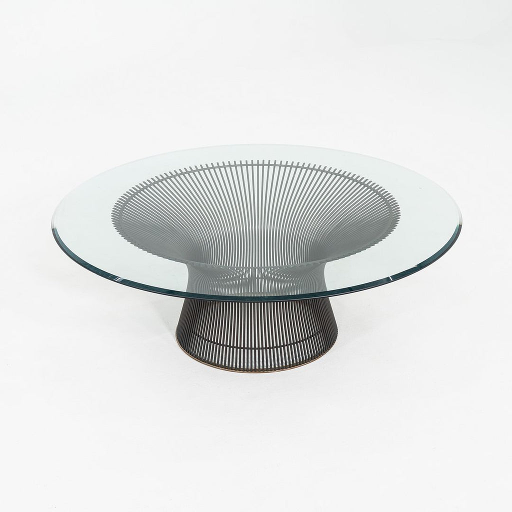 1960s Warren Platner Knoll Coffee Table with Glass Top and Bronze Base 42 Inches