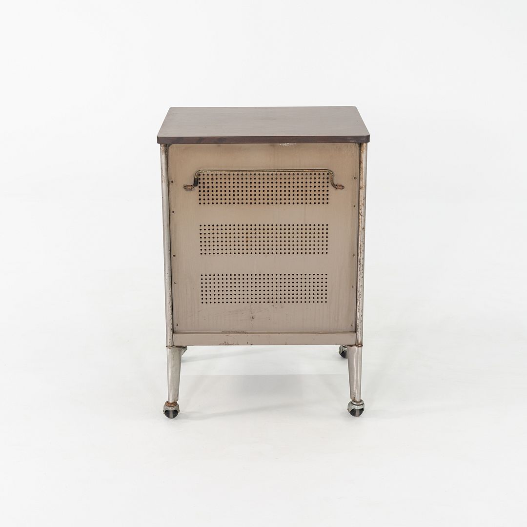 1950s Raymond Loewy for Hill Rom Rolling 3-Drawer Cabinet / Nightstand in Walnut