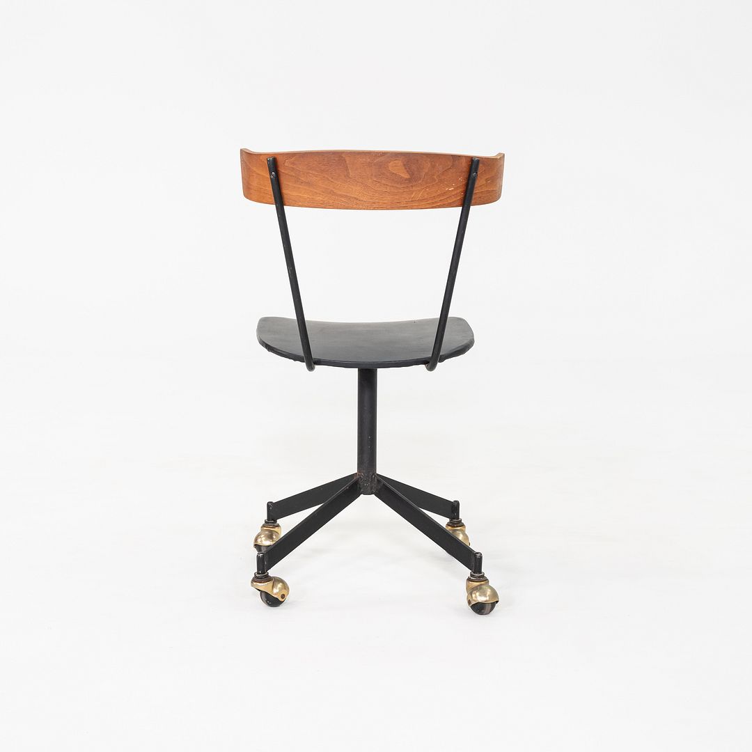 1960s Clifford Pascoe Desk Chair in Walnut by Lewis Street Metal Corp in Vinyl