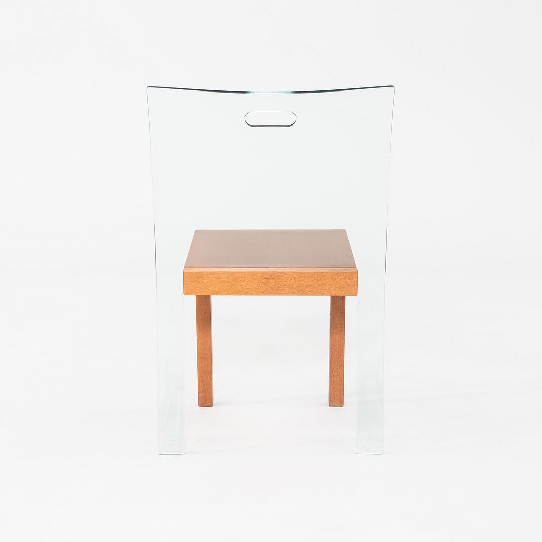 1980s Curvet for Zeritalia Italian Dining / Side Chair Wood Frame w/ Glass Seat