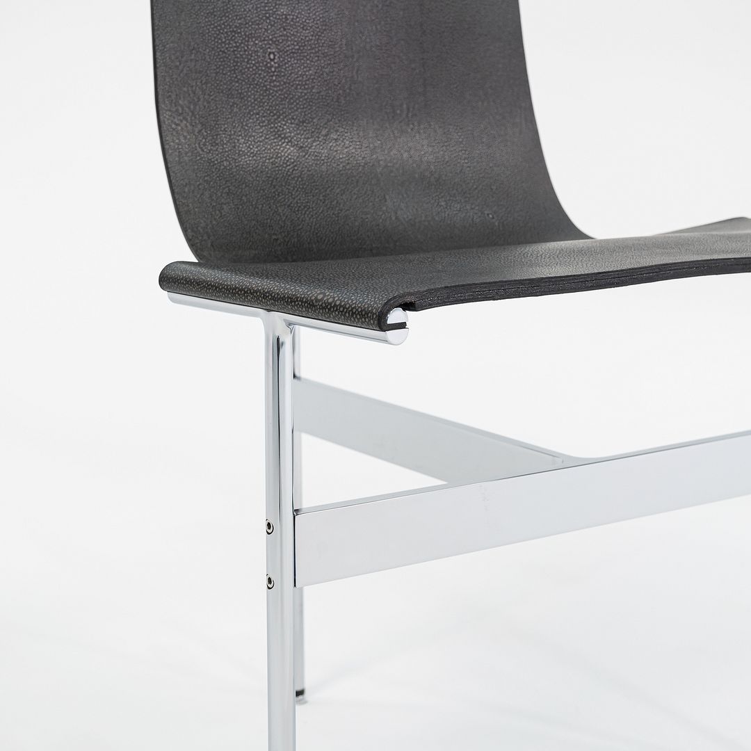 Set of Four Made to Order Gratz TG-10 Sling Dining Chairs Black Speckled Leather