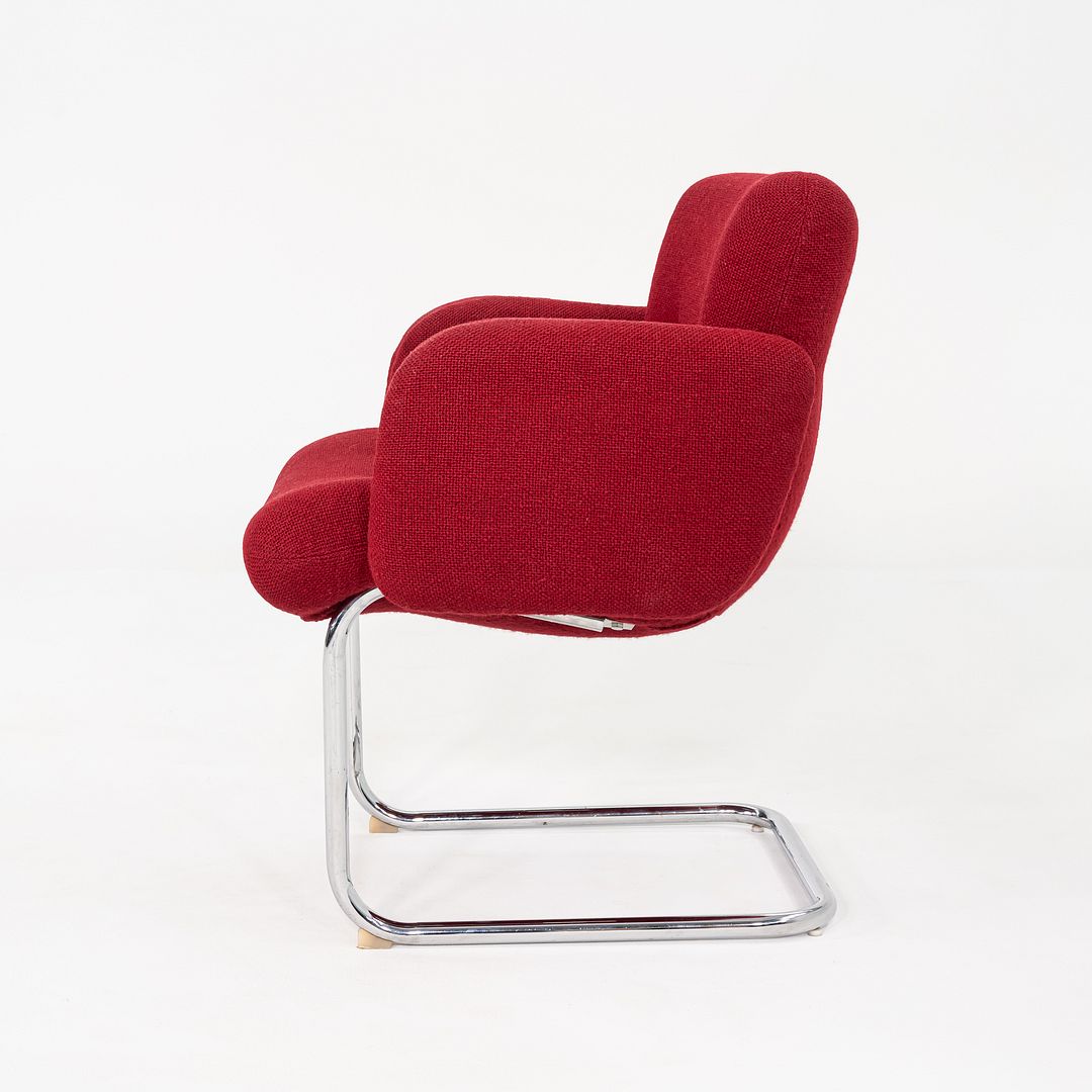 1970s Harvey Probber Cantilever Lounge Chair in Red Hopsack Upholstery Fabric