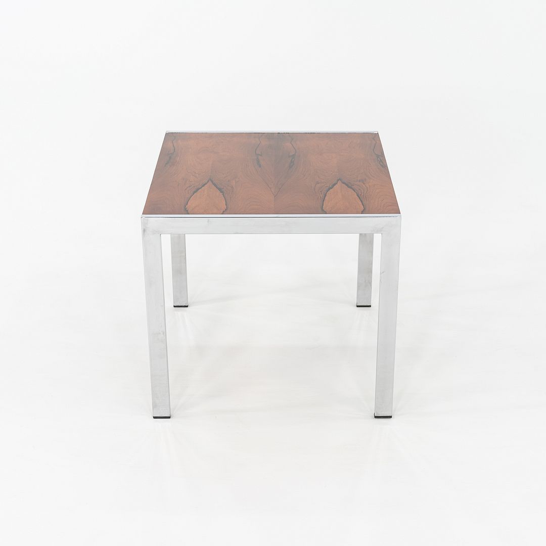 1970s Italian Rosewood Side / End Table with Chromed Steel Base, 22 x 24 in