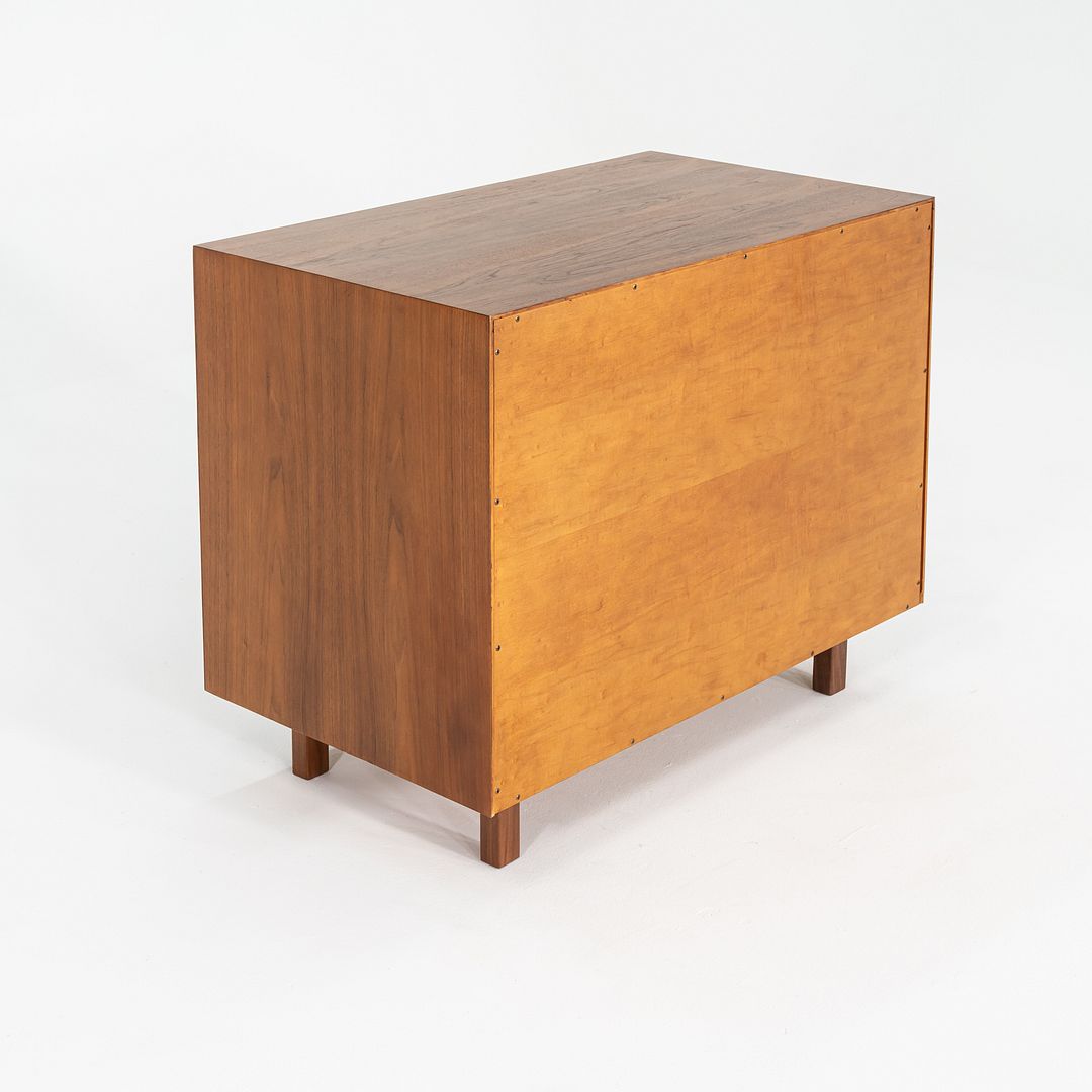 1970s Jens Risom Design 36 inch Cabinet / Dresser in Walnut w/ Bronze Hardware