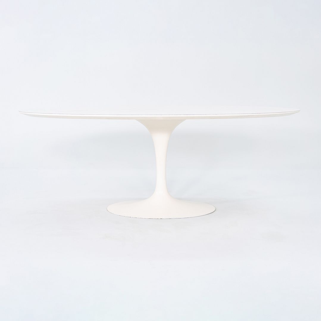 SOLD 1960s Eero Saarinen for Knoll 78x48 inch Oval Tulip Dining Table in White Laminate