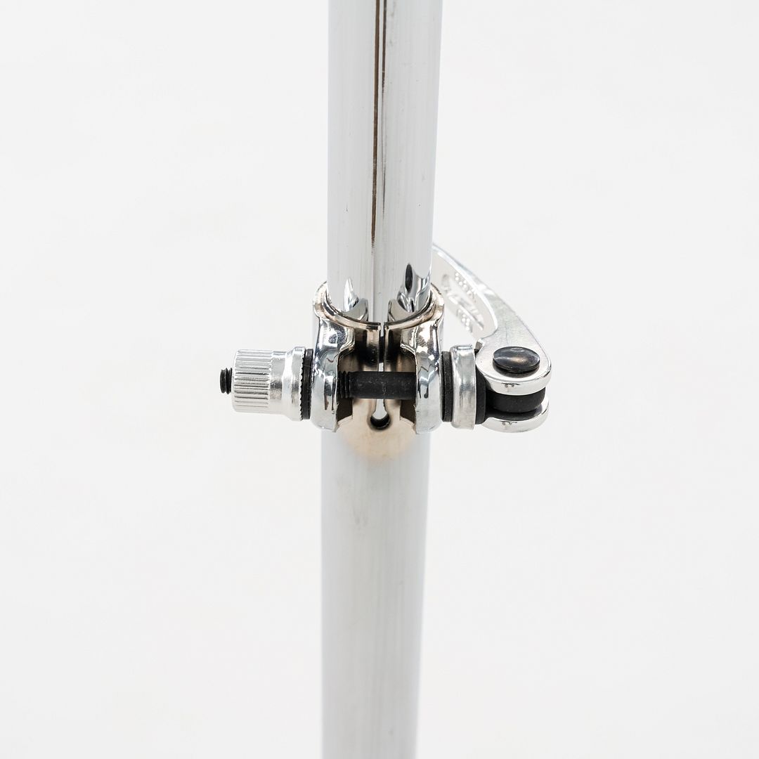 2010s Pair of Chromed Steel and Glass Adjustable Side Tables 20 Inch Diameter