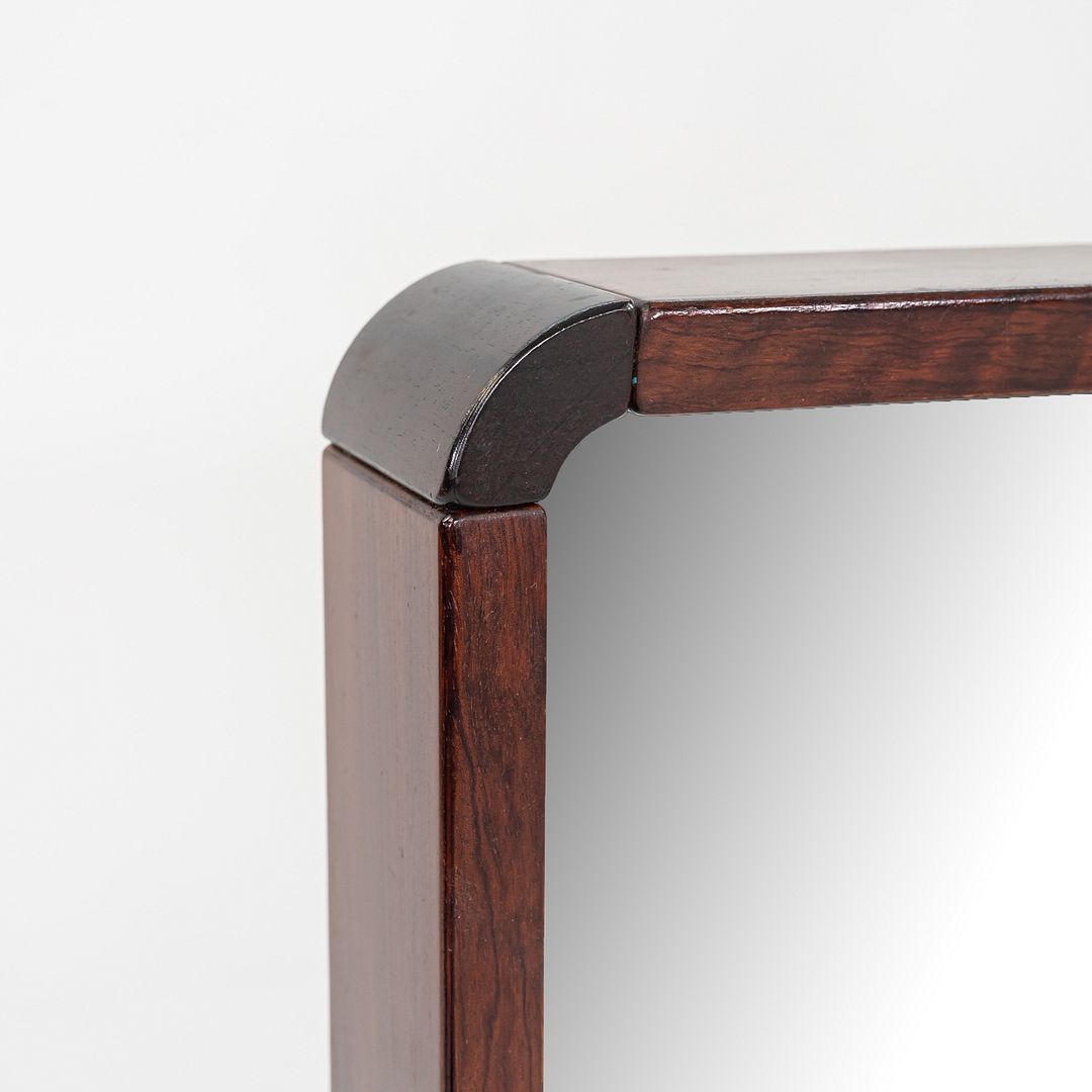 SOLD 1970s Danish Modern Rosewood Mirror with Rounded Edges 27.5 x 51 x 4 inches