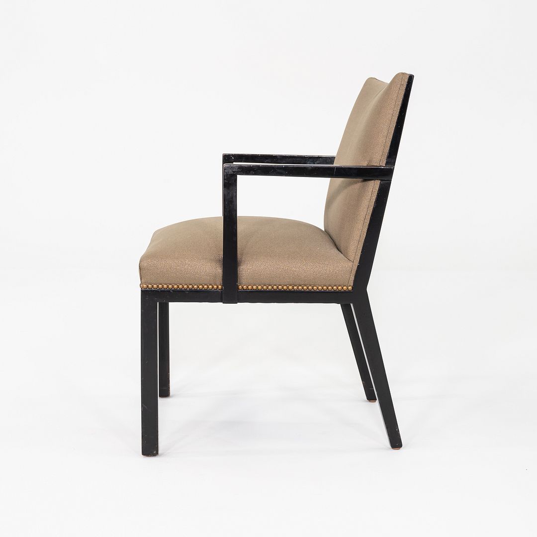 C. 1947 Edward Wormley Dunbar Pair of Ebonized Mahogany Panel Back Arm Chairs