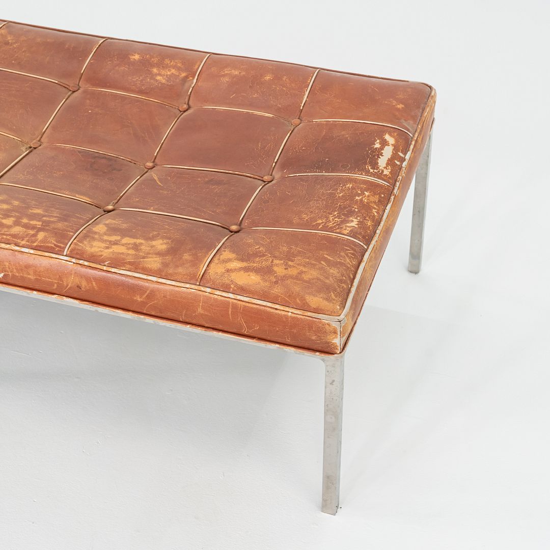 1960s Gordon Bunshaft and Davis Allen of SOM Stainless Steel and Leather Bench