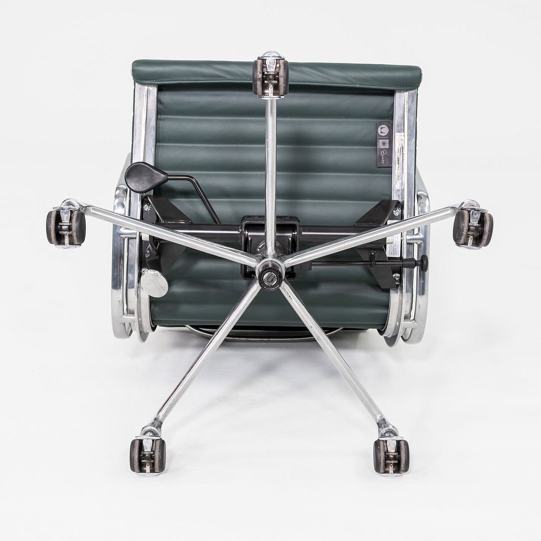 SOLD 2020s Herman Miller Eames Aluminum Group Management Desk Chair in Green Leather