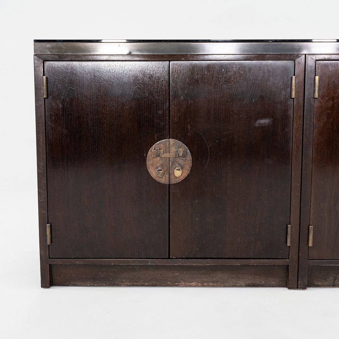 1950s Edward Wormley for Dunbar Walnut Ming Sideboard Cabinet w/ Brass Hardware