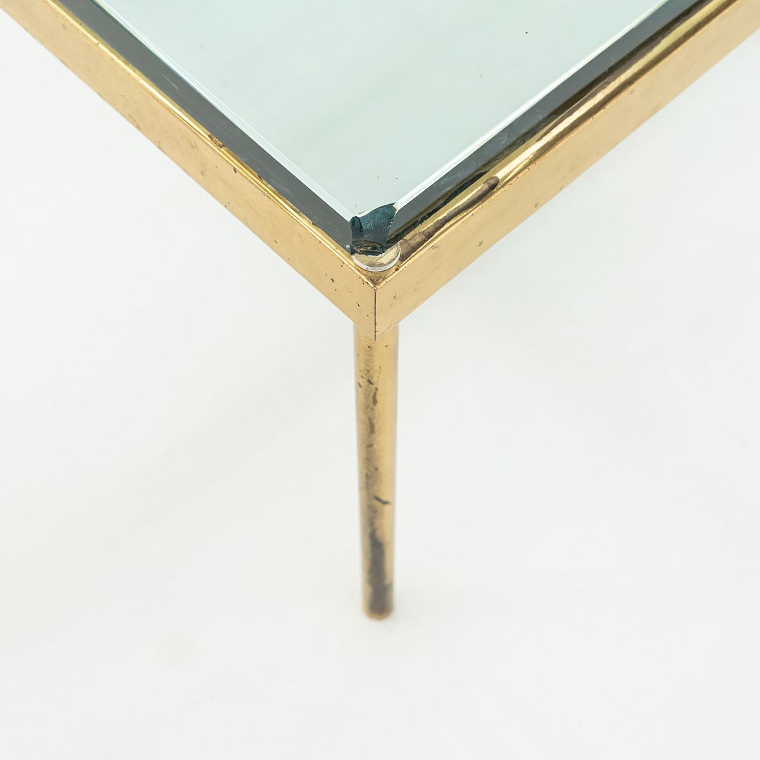 1970s Bronze and Glass Square Coffee Table Attributed to Ward Bennett 42 inch