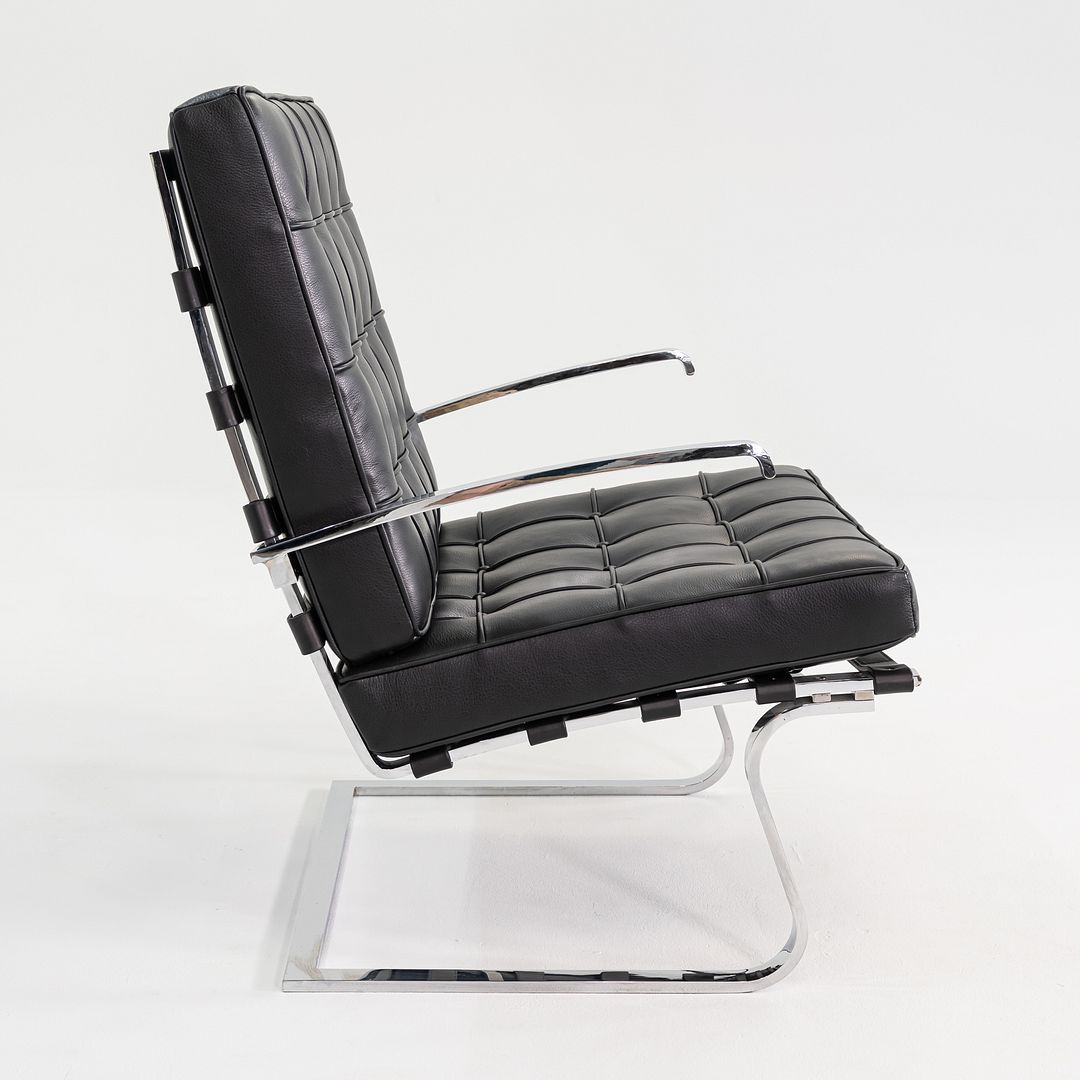 Mies van der Rohe for Knoll Tugendhat Armchair in New Black Leather & Stainless