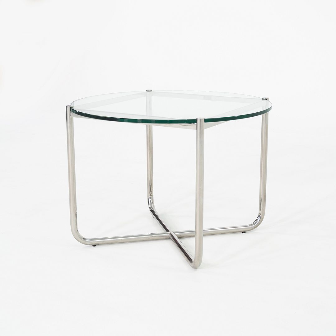 C. 1998 Mies van der Rohe for Knoll MR End / Side Table with Round Glass Top