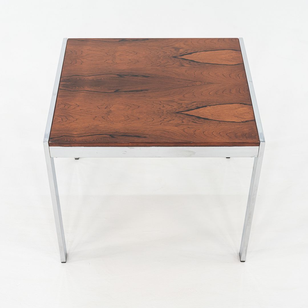 1970s Italian Rosewood Side / End Table with Chromed Steel Base, 22 x 24 in