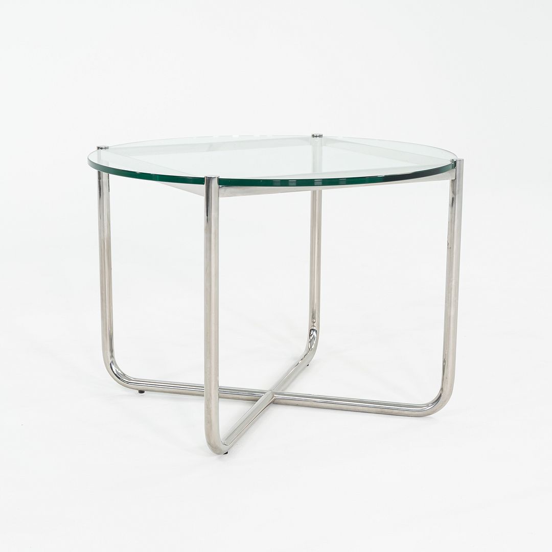 C. 1998 Mies van der Rohe for Knoll MR End / Side Table with Round Glass Top