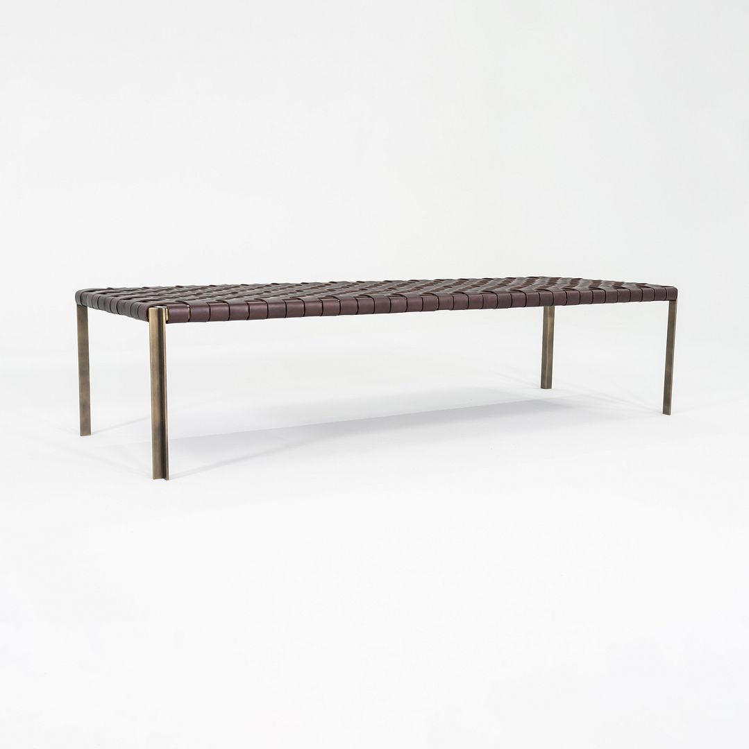 2020s Gratz / Laverne TG-18 Large Bench in Bronze with Woven Dark Brown Leather