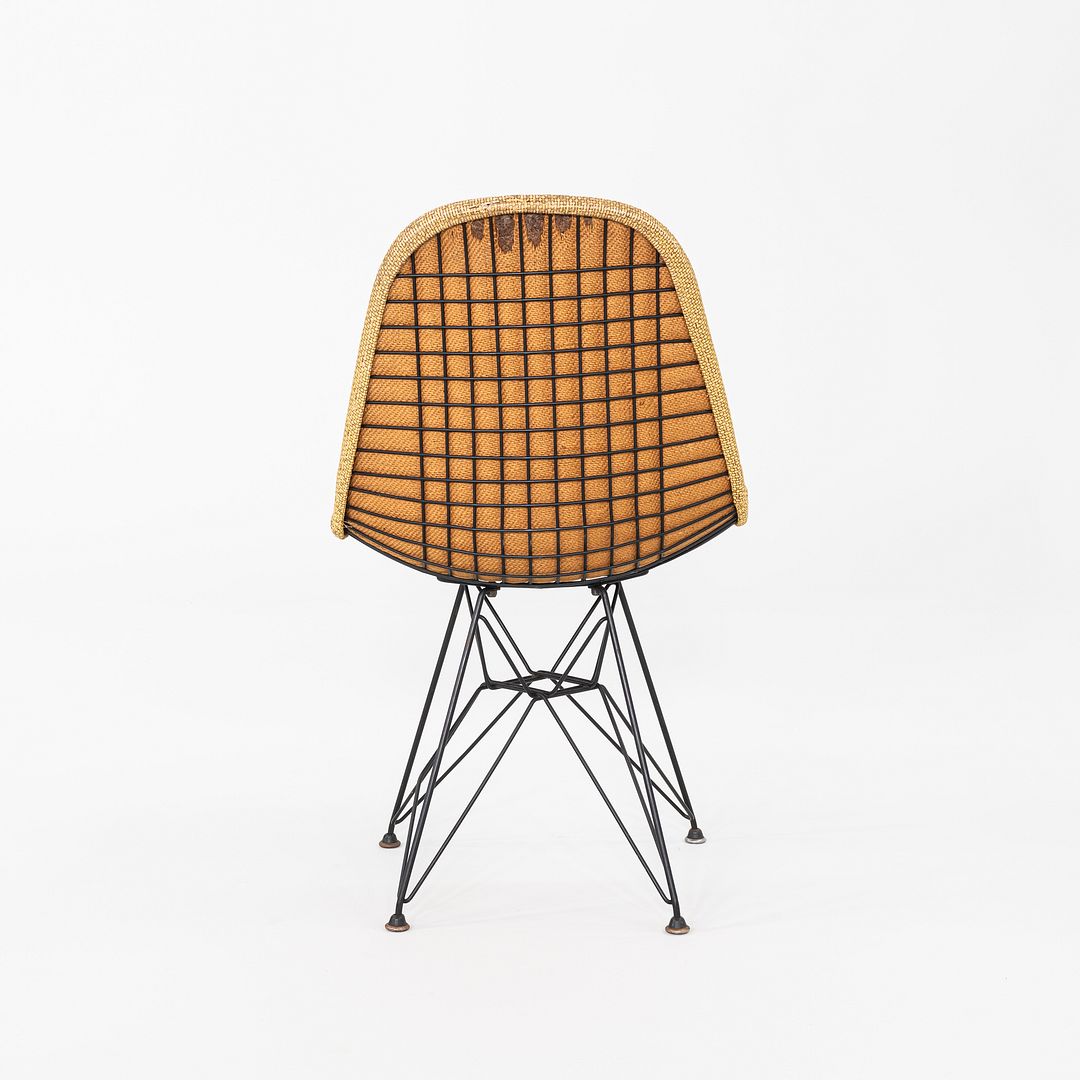 1954 Pair of Eames Herman Miller DKR-1 Chairs w/ Eiffel Bases in Hopsack Fabric