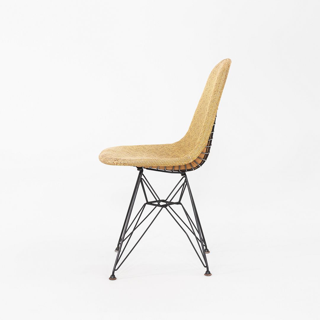 1954 Pair of Eames Herman Miller DKR-1 Chairs w/ Eiffel Bases in Hopsack Fabric