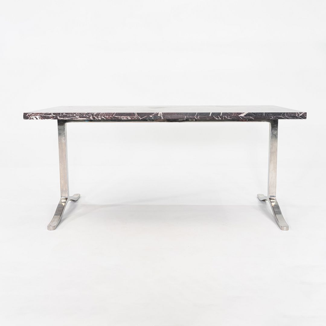 1970s Nicos Zographos Rosso Levanto Marble & Stainless Steel Alpha Dining Table