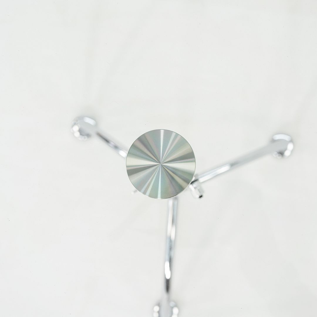 2010s Pair of Chromed Steel and Glass Adjustable Side Tables 20 Inch Diameter