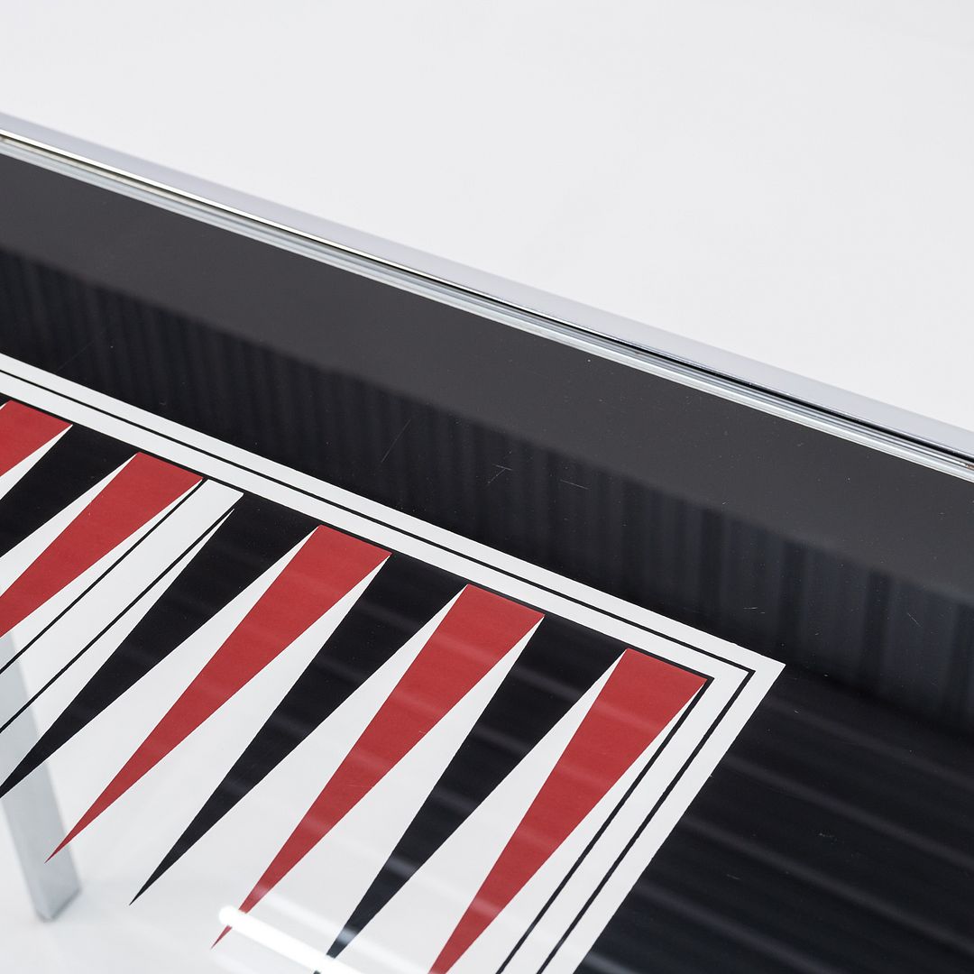 1970s Maison Jansen Backgammon Game / Dining Table in Chrome and Glass 32 in