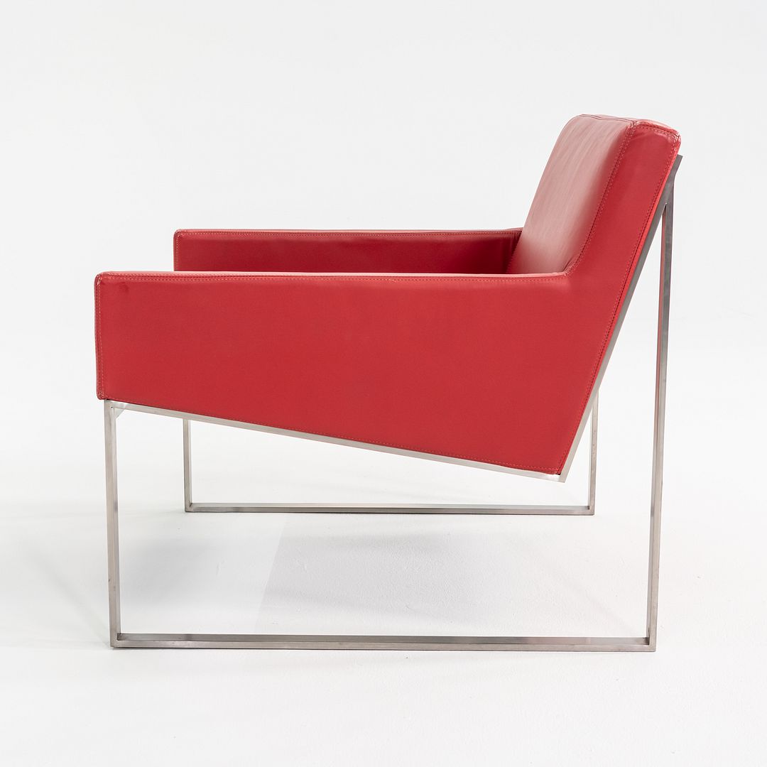 2006 Pair of Fabien Baron for Bernhardt Design B.3 Lounge Chair in Red Leather