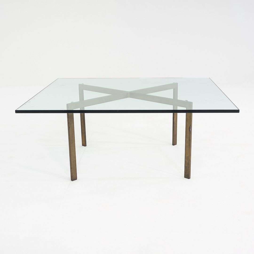 1960s Mies van der Rohe Barcelona Coffee Table with Bronze Base and Glass Top
