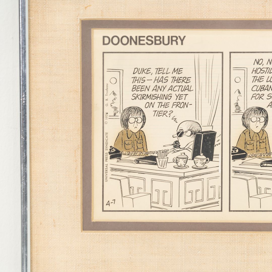 SOLD 1976 Original Framed Double Matted Doonesbury Cartoon by Garry Trudeau, April 07