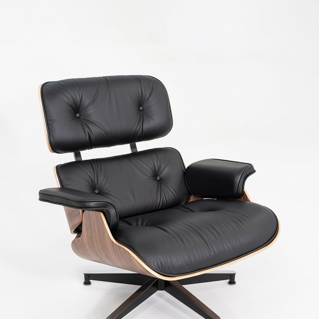 SOLD 2025 Herman Miller Eames Lounge Chair and Ottoman in Black Leather and Walnut