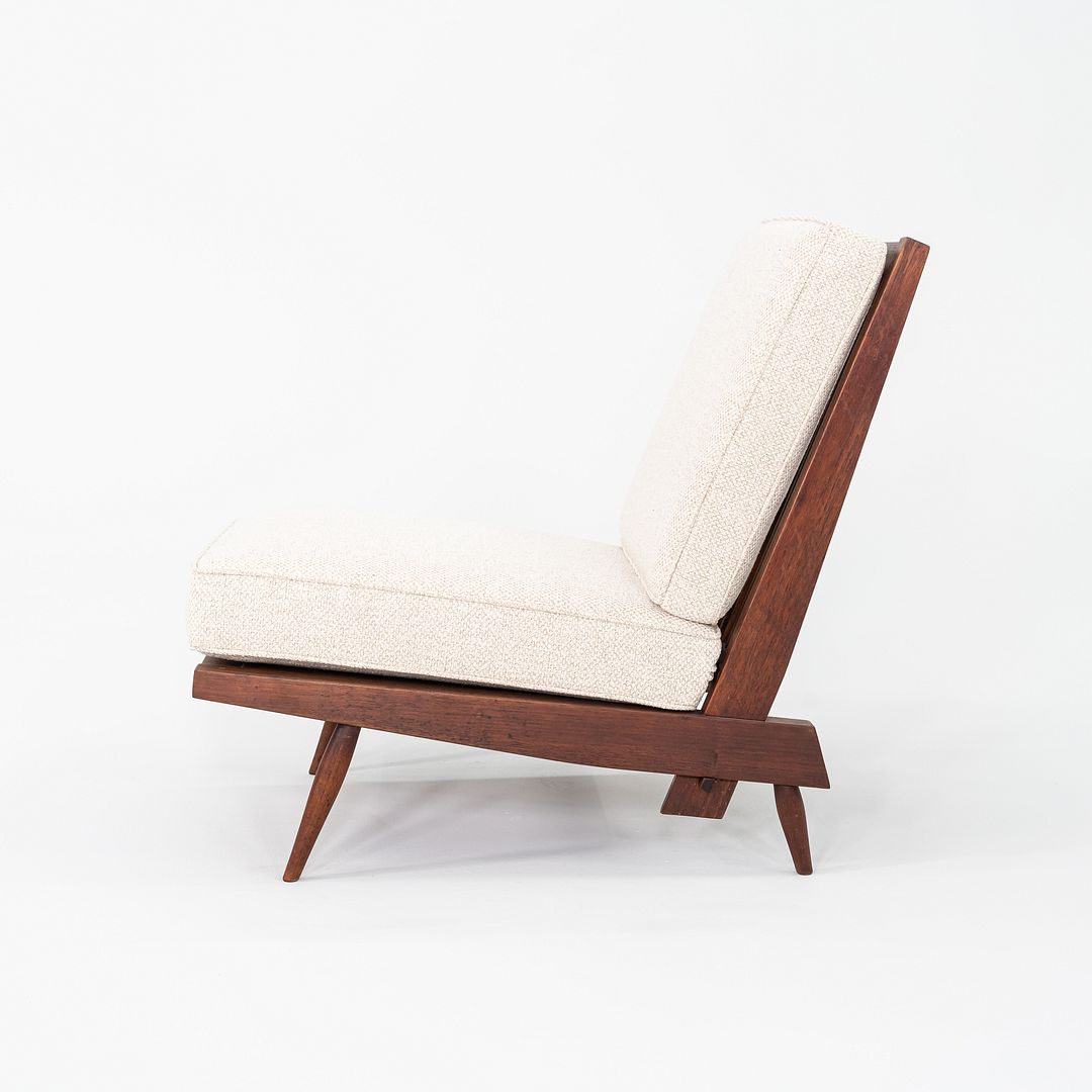 1950s George Nakashima Studio Cushion Lounge Chair with Slatted Back in Black Walnut