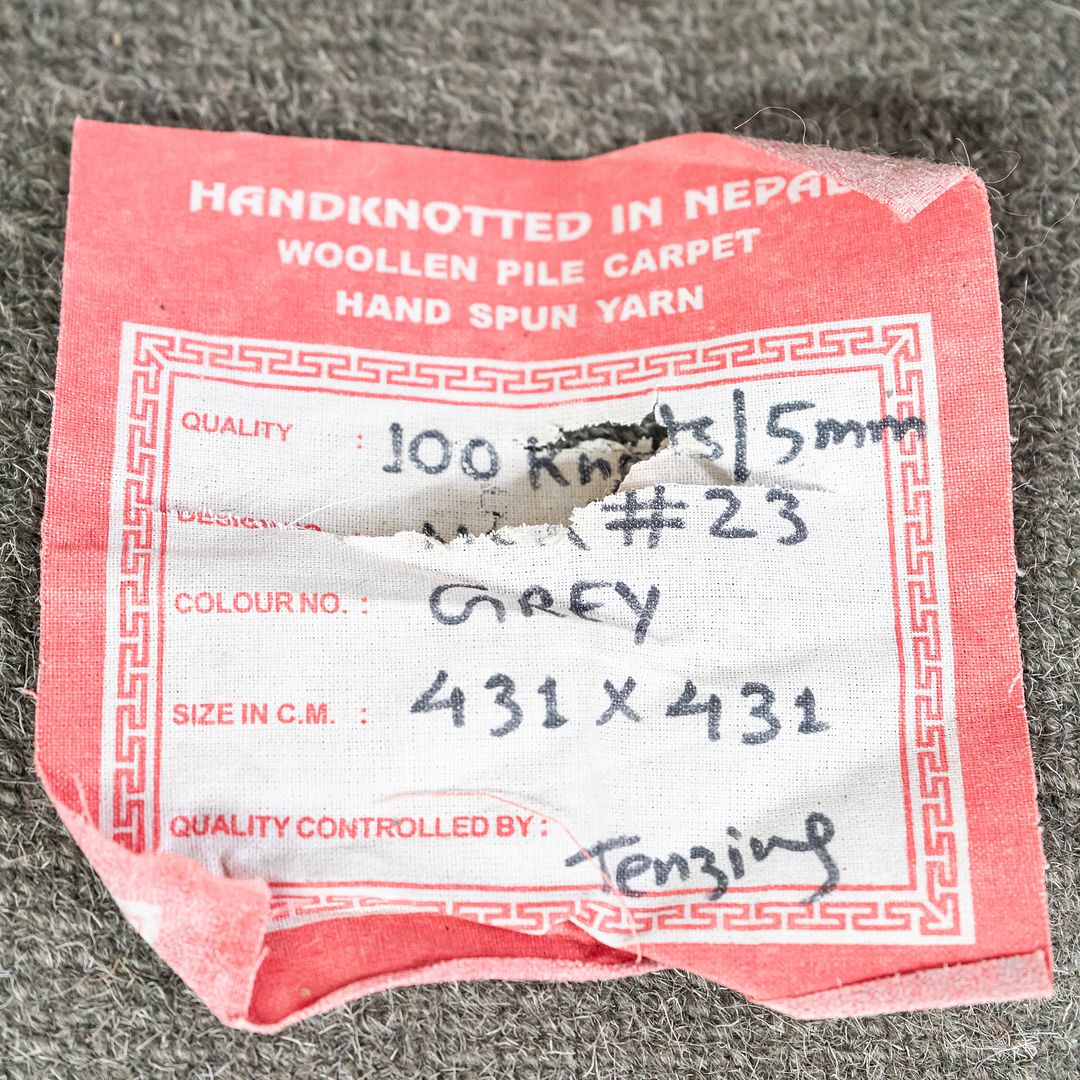 2000s Hand Knotted Large Area Rug in Grey and White from Nepal 14 x 14 feet