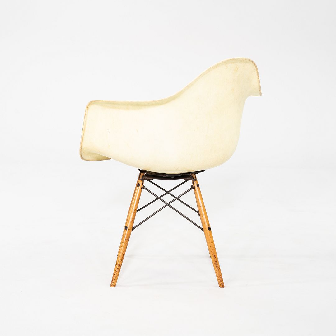 C. 1950 Herman Miller Eames PAW Swivel Chair w/ Birch Dowel Base in Parchment