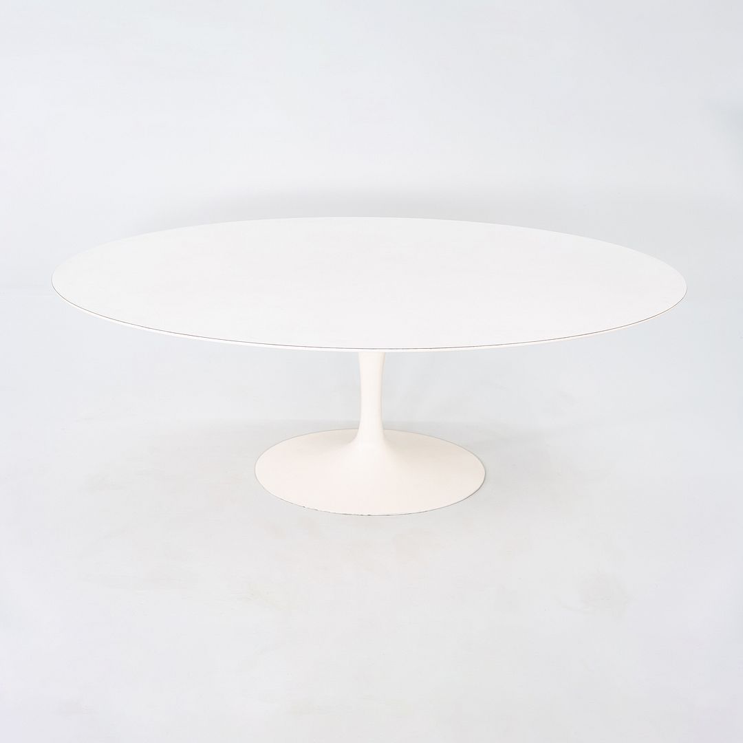 SOLD 1960s Eero Saarinen for Knoll 78x48 inch Oval Tulip Dining Table in White Laminate