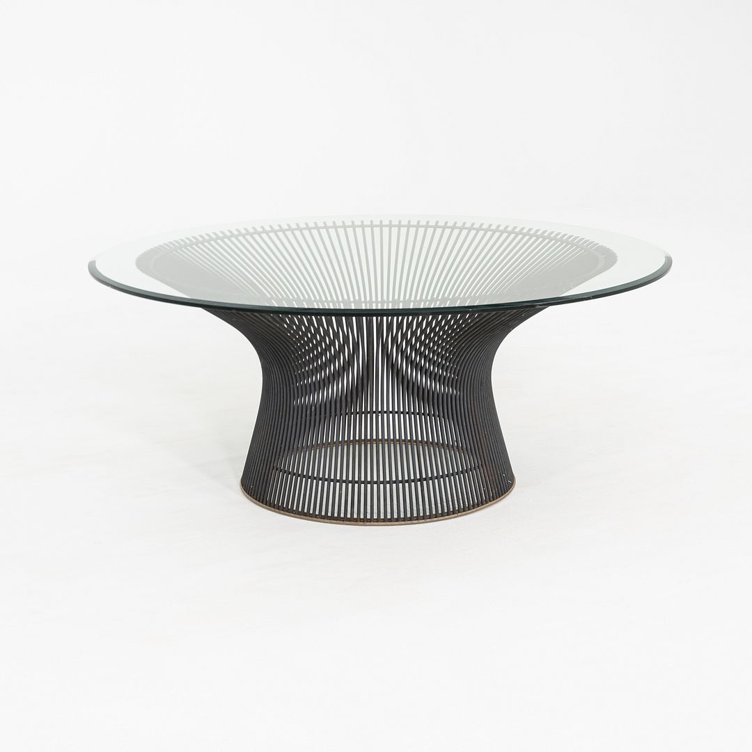 SOLD 1960s Warren Platner for Knoll Coffee Table 36 Inch Glass Top in Dark Bronze