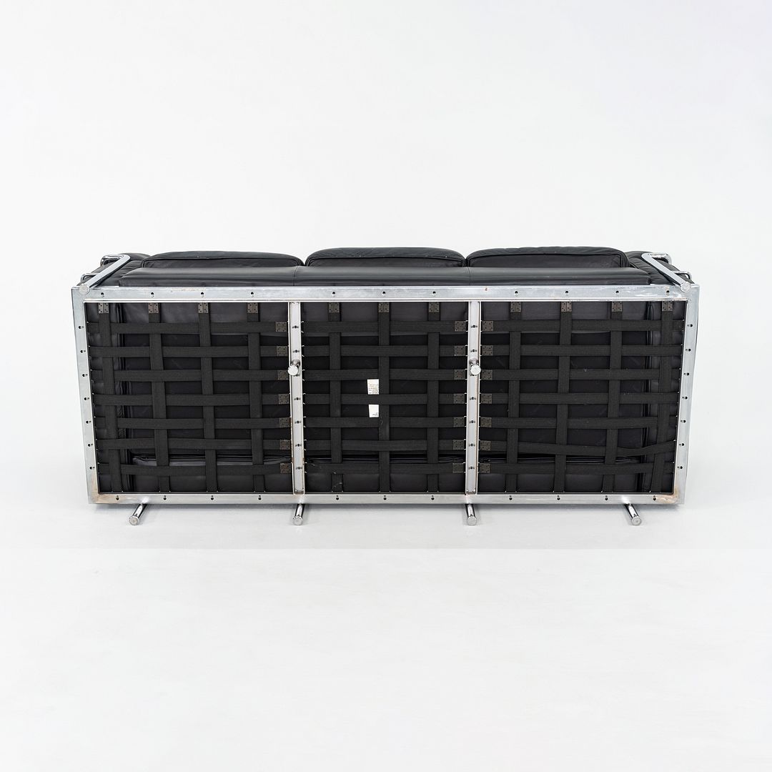 2000s Le Corbusier, Jeanneret and Perriand for Cassina LC2 3-Seat Sofa in Black Leather