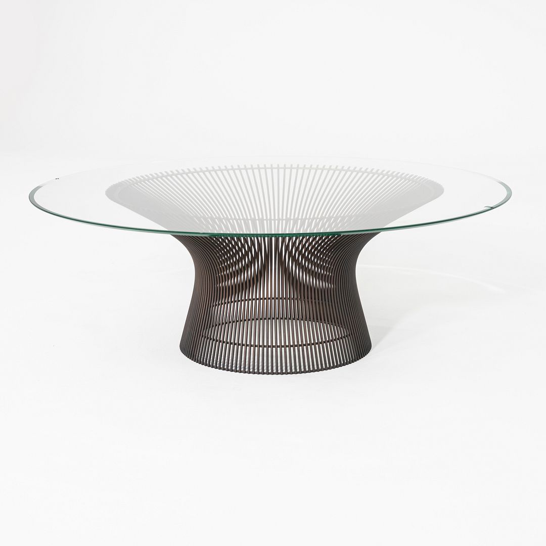 1970s Warren Platner for Knoll Coffee Table w/ Dark Bronze Base & Glass Top 42"