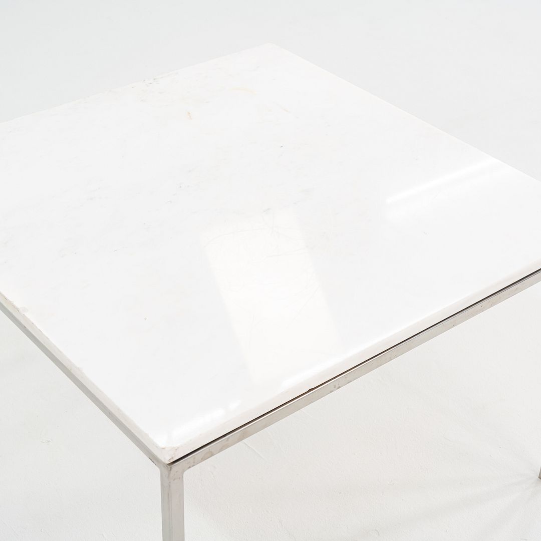 1965 Pair of Custom Marble and Steel Square Side Tables from Yamasaki Building